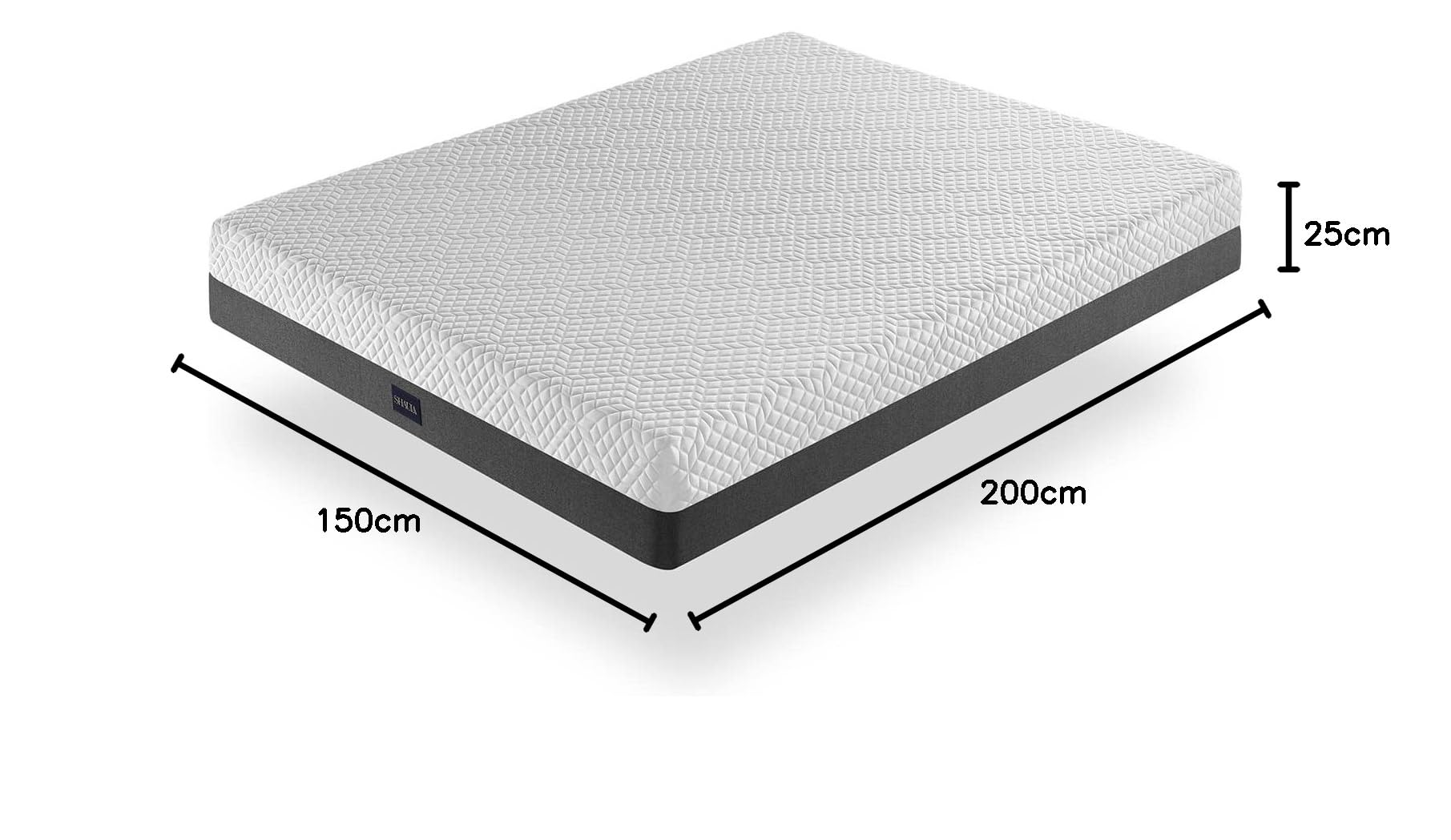 SHAULA Colchón de muelles ensacados Cosmo 150x200 cm Altura 25 cm, Muelles Independientes, ergonómico y Adaptable con Extra de viscoelástica, Desenfundable, Certificado Oekotex