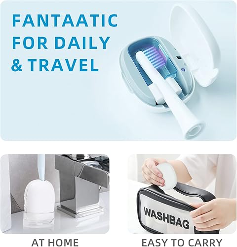 Miniatura 6 de glubb-zone Caja de cabezales de cepillo de dientes, recargable y portátil, se adapta a todos los cepillos de dientes eléctricos y manuales, función