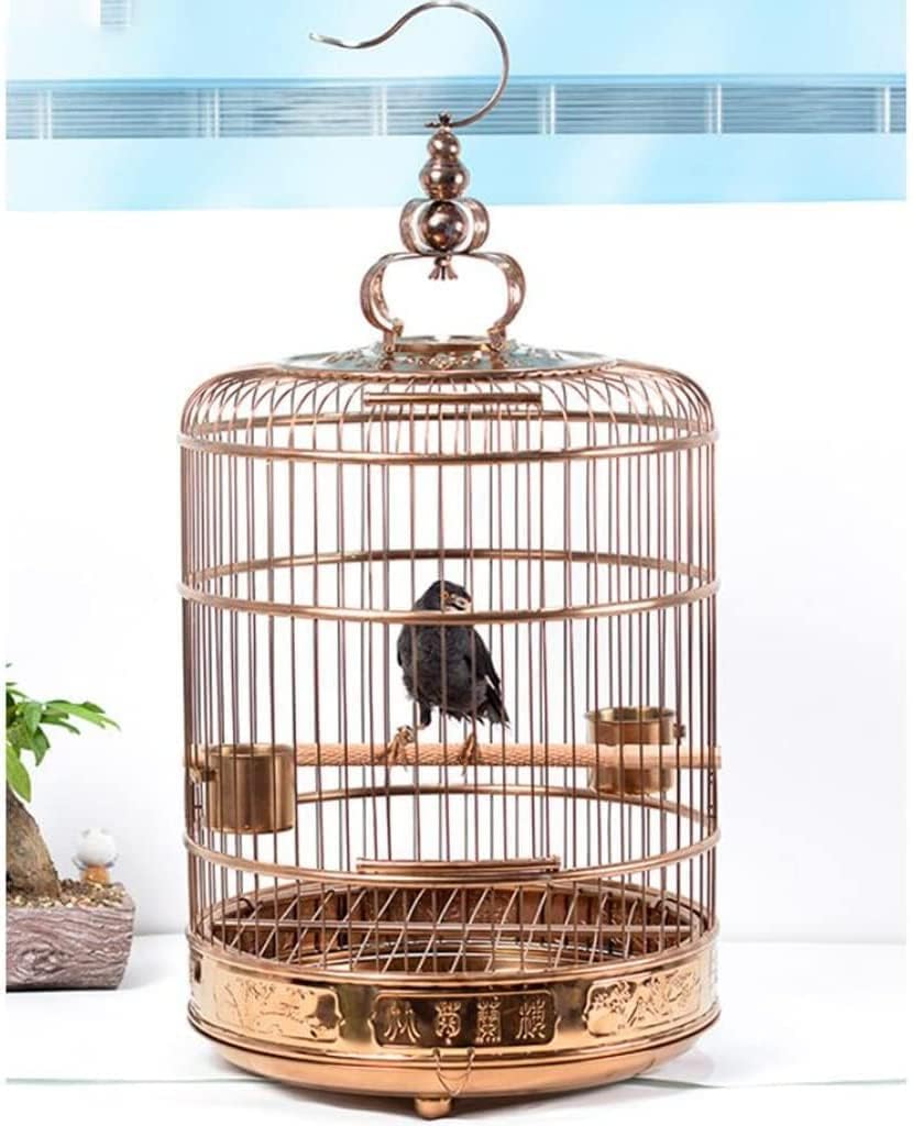 Jaula Profesional para Pájaros, Suministros para Mascotas, Transportín para Pájaros, Jaulas Decorativas para Jardín, Jaulas Redondas De Bronce, Acero Inoxidable para Pája,39.5 * 39.5 * 49cm