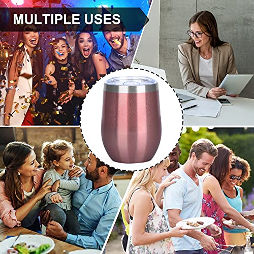 Image of MEZMUT 12 Oz Insulated Wine Tumbler with Lid Double Wall Vacuum Stainless Steel Wine Glass Coffee Mug Insulated Tumbler Cup for Champaign, Cocktail, Beer (Rose Gold, 1 Pack)