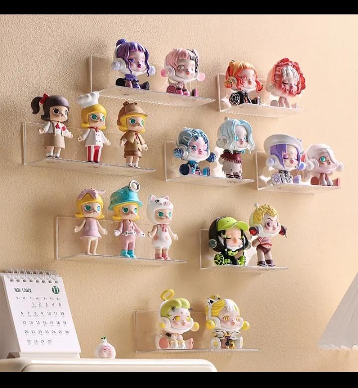 Image of Self-Adhesive Floating Mini Shelves Wall for Small Items, Wall Mounting, Self-Adhesive Shelves for Living Room /Bedroom /Office, Shower Shelf(2 Small 2 Big Shelf)