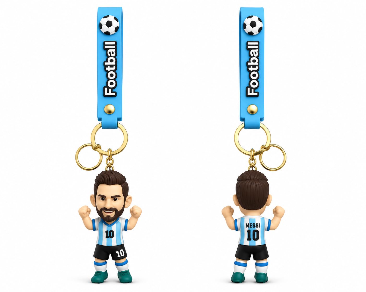 Football Keychain | Premium 3D Soccer Ball Figure Keyring with Silicone Wrist Strap Charm | Sports Merchandise Gift for Kids Teens Adults & Football Fans-image-12