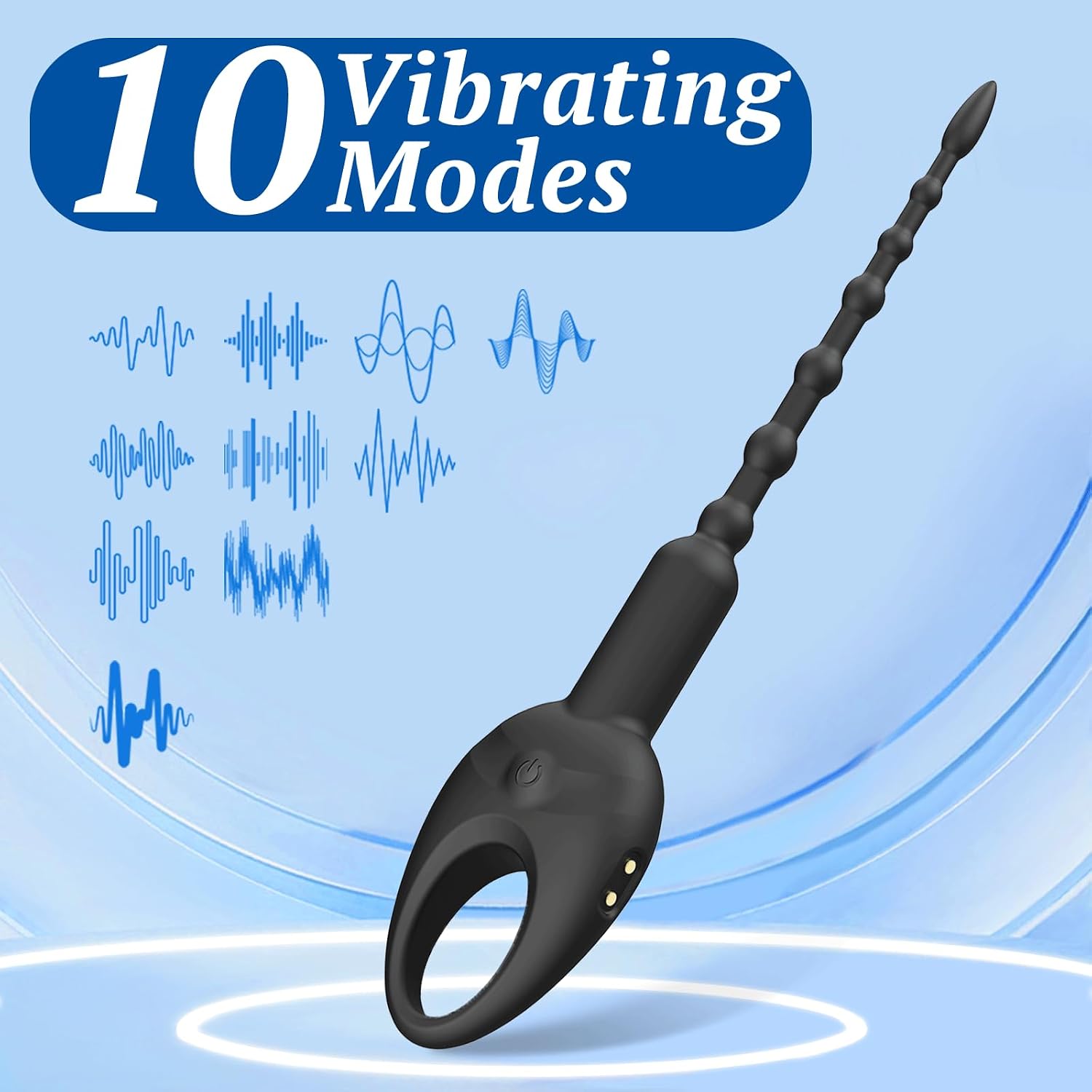 Vibrating Penis Plug Urethra Vibrator Penis Vibrator Dilators 10 Vibration Modes Male Sex Toys Sounding Rods Urethra Full Silicone Penis Toys Urethral Plug Urethral Sound Toys