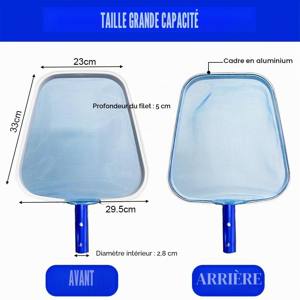 Épuisette Piscine à Mailles Fines, Accessoires Piscine Nettoyage pour Algues, Spas, Fontaine