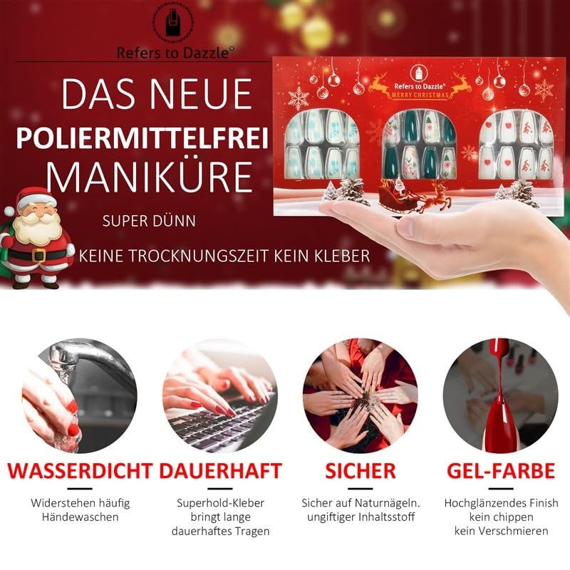 na gwoździach Paznokcie francuskie nakładane, kształt migdałowy, rozmiar średni, opakowanie 72 szt. z klejem i pilnikiem(ZX27-0074-3P-2 72-piece set)