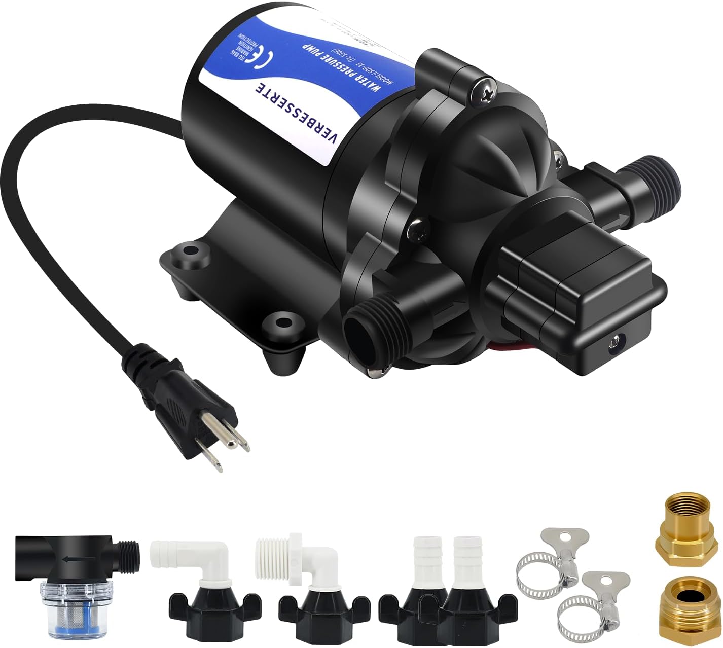 110V RV Fresh Water Transfer Pump for garden Hose Pool Draining Irrigation Diaphragm Pump 4.0GPM 45PSI Water Pressure Booster Pump On Demand Diaphragm Washdown Pump