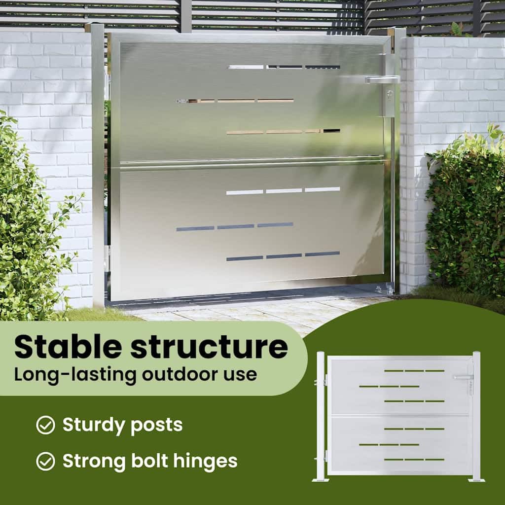 vidaXL Puerta de jardín Plateado 85 x 70 cm Acero inoxidable, Jardín y Terraza, Rectangular, Moderno, Ideas de Diseño para un Espacio Exterior Bonito, Inspiración de Paisajismo, Áreas de Relax