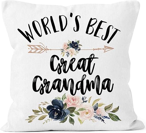 World's Best Great Grandma Gifts - Funda de almohada de 18 x 18 pulgadas, funda de almohada de cumpleaños para bisabuela, funda de almohada cuadrada