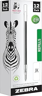 Zebra Gel Pen Refills - G-Series Stainless Steel Gel Ink Pen JK-Refill - Fine Point - 0.7mm - Black Ink - 12 Count