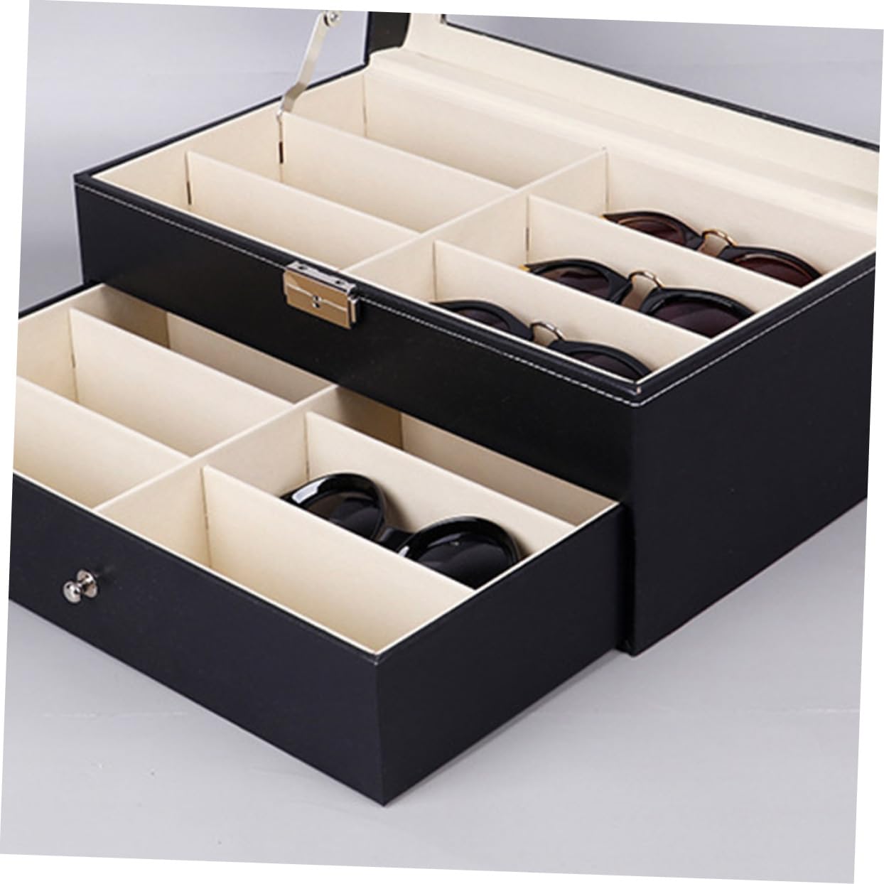 Boîte de Présentation pour Lunettes Double Couche 12 Compartiments