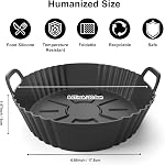 3Pack Silicone Air Fryer Liners 4-5.3QT, Ninja AF101C AF100C & AF161 Linge de silicone, réutilisable Air Fryer Accessoires Linges de qualité alimentaire, Compatible avec Ninja, COSORI, Tefal, Ours, Chef