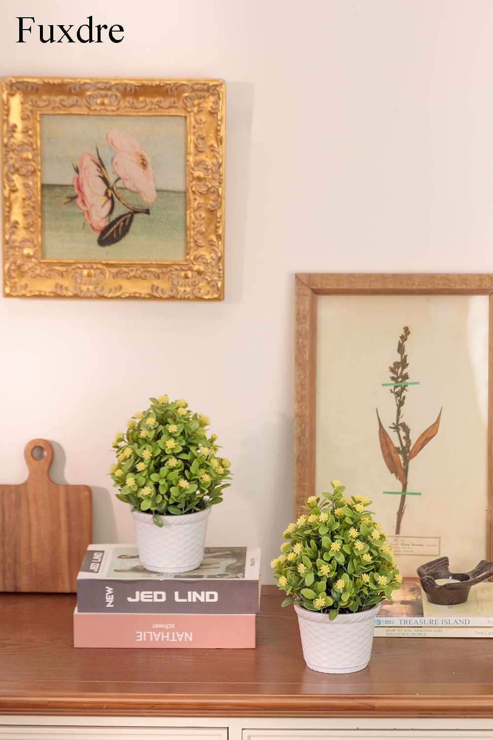 2 Pack Small Desk Plants, Artificial Bathroom Plants Decor with Flower in Vintage Plastic Pots, Faux Plants Indoor for Shelf Decor in Home Office, and Spring Decor (Yellow)