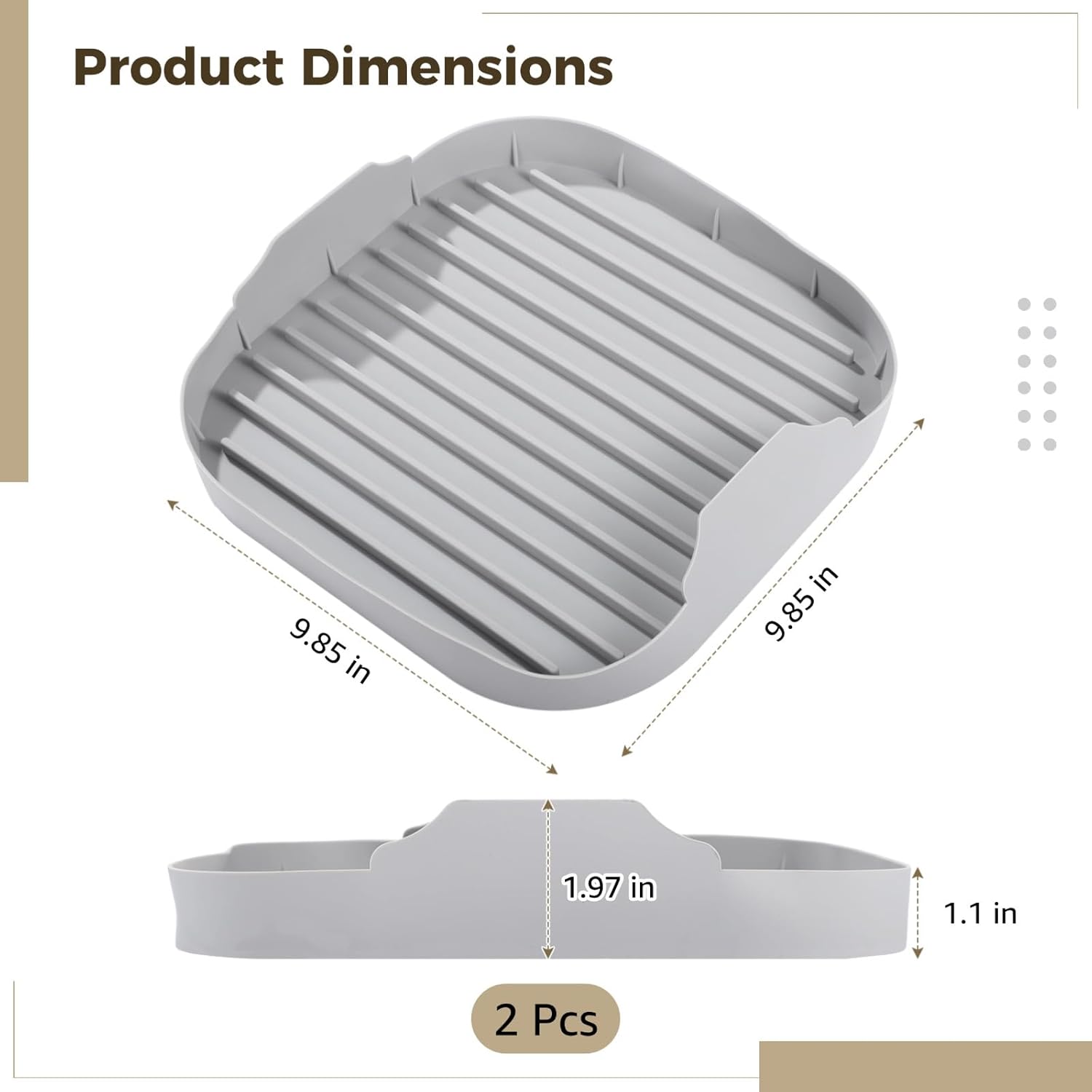 2 Pcs Microwave Bacon Cookers, Silicone Bacon Trays for Microwave Oven, Food-Safe Meat Bacon Makers with Grooves, Fast Heating, Dishwasher Safe, 9.85×9.85×1.97"