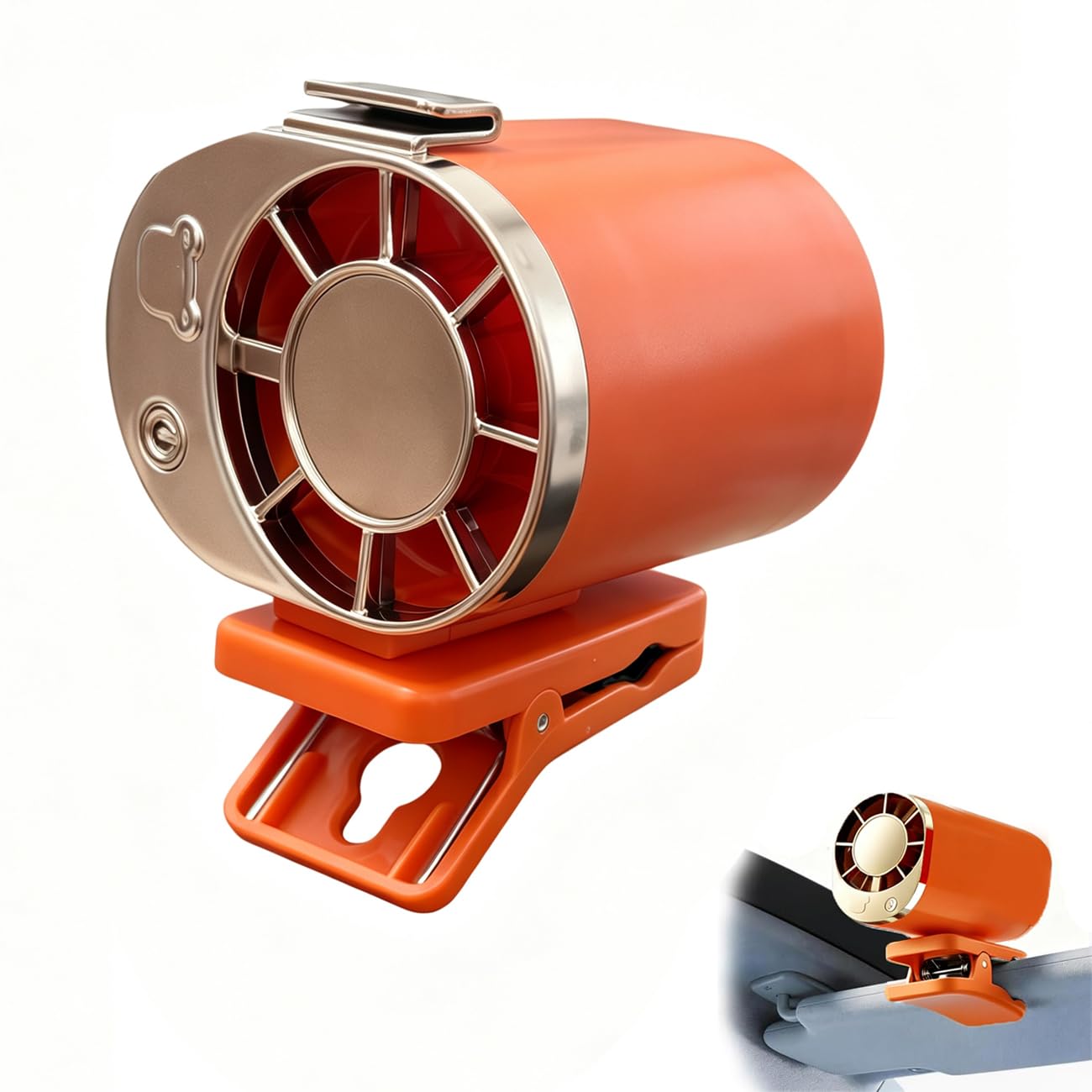Car Clip Fan Portable Clip-On Fan Rechargeable Hands-Free Cooling Fan, 360° Rotatable Mini Fan USB Personal Fan Wide Detachable Clamp for Car Vent Office Desk Outdoor Camping Travel (orange)