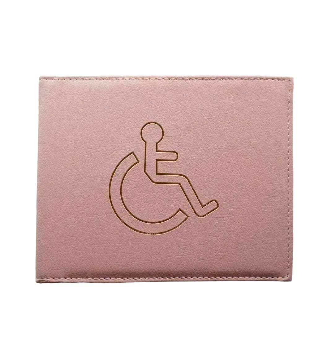 Disabled Blue Badge and Timer Holder PU Leather Wallet Protector Disability Parking Permit Hologram Safe, PVC Does Not Cover Hologram,Black (Baby Pink)