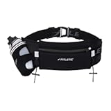 Fitletic Hydration Running Belt With 12oz Quick Flow Water Bottle For Men & Women –Race Belt&comma; Gel Holder & Bib Toggles Patented Bounce Free Design&comma; Water Resistant Fits All Phones –Fully Loaded