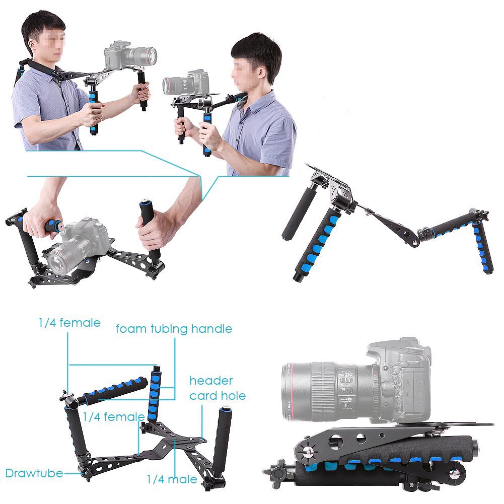 Neewe DSLR Rig Supporto a spalla per qualsiasi fotocamera e videocamera DSLR, blu
