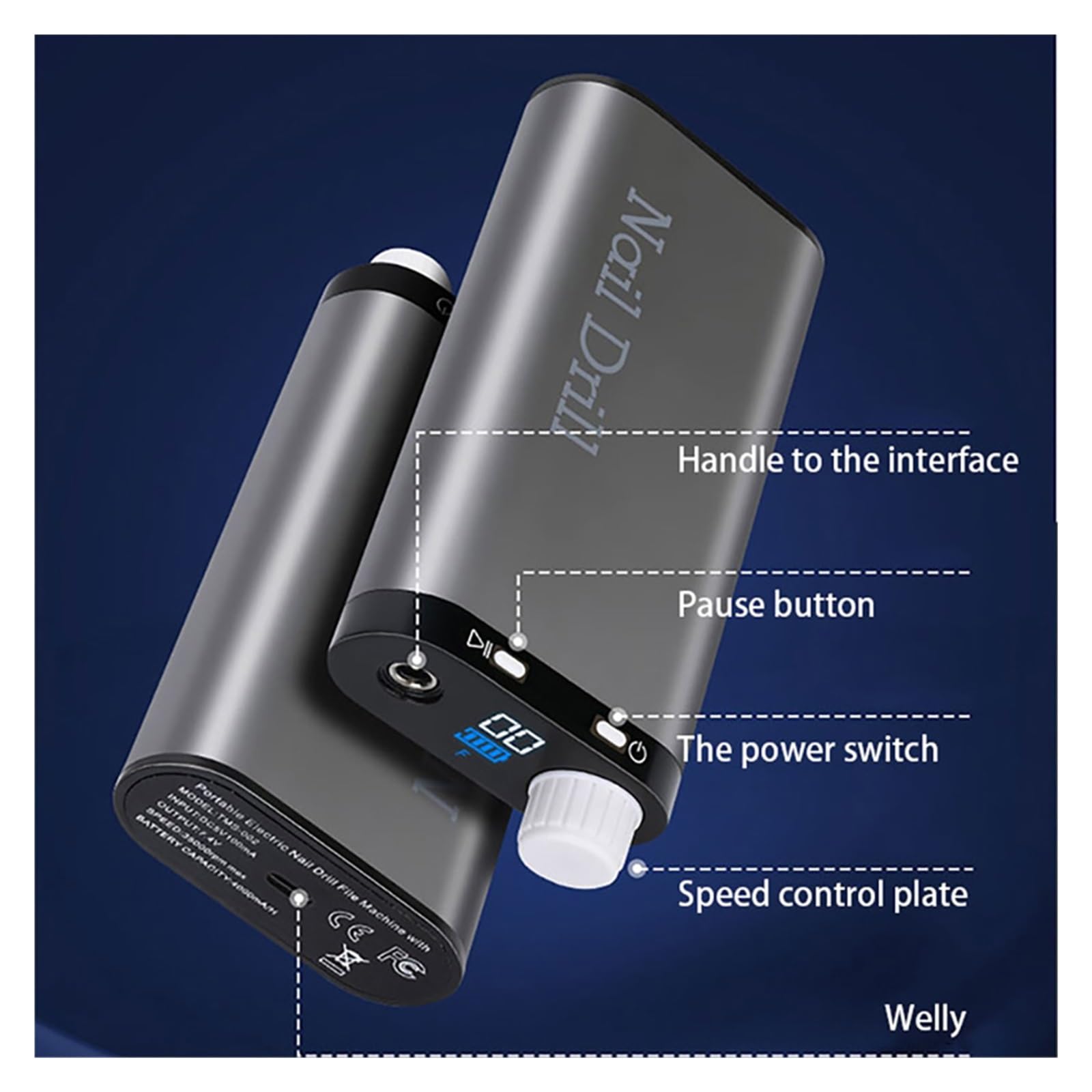Ponceuse À Ongles Électrique Professionnelle 35 000 TR/Min, Machine De Manucure Rechargeable pour Salon, Ponceuse À Ongles Professionnelle Portable pour Salons De Be