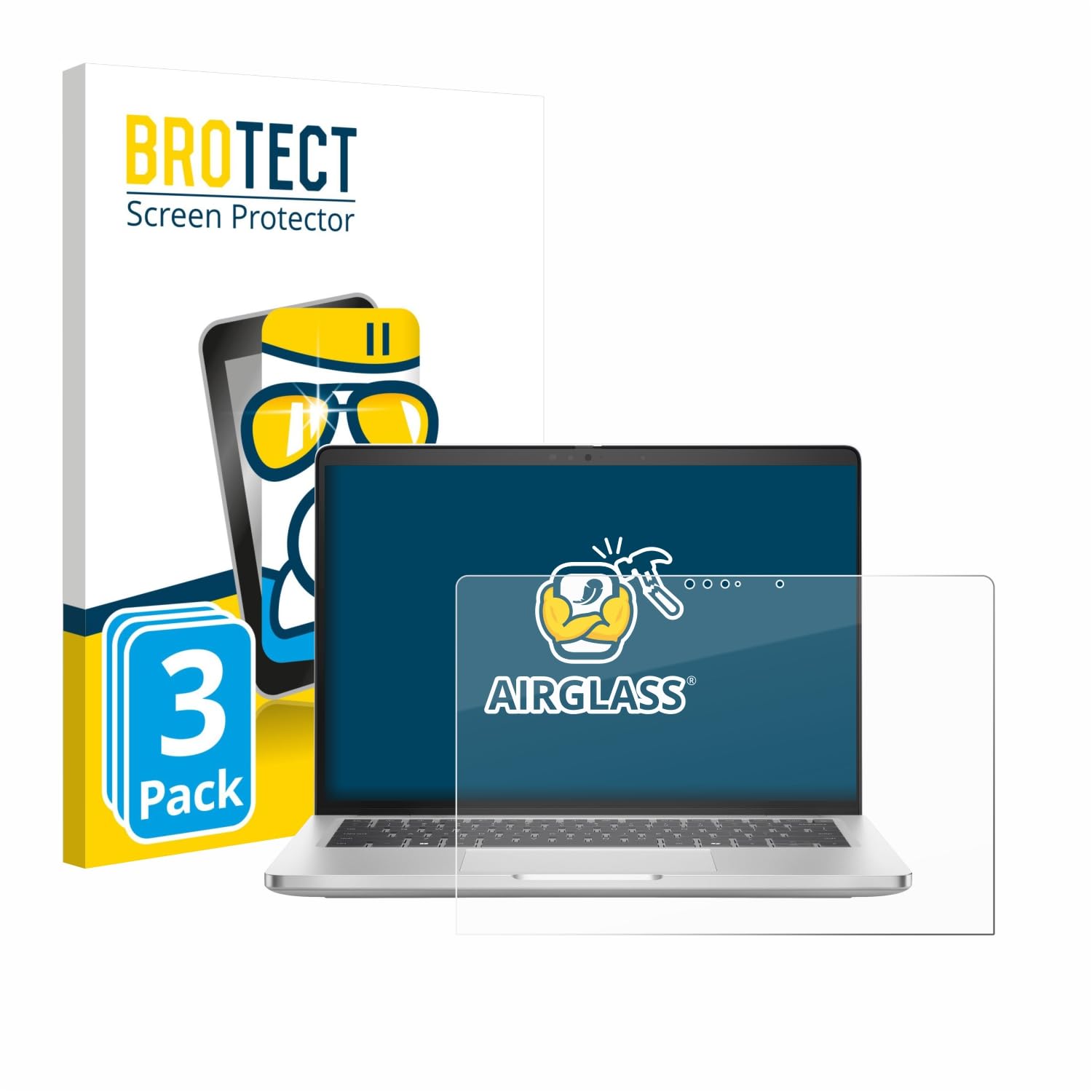 brotect Pellicola Protettiva Vetro per Dell Pro 14 Plus 2-in-1 PB14255 Protezione Schermo (3 Pezzi) [Durezza Estrema 9H, Chiaro]