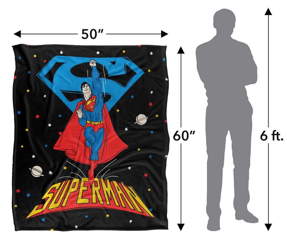 Coperta Superman Super Morbida Silky Touch - In Microfibra, 152x127 Cm - Lavabile In Lavatrice, Perfetta Per Bambini E Fan