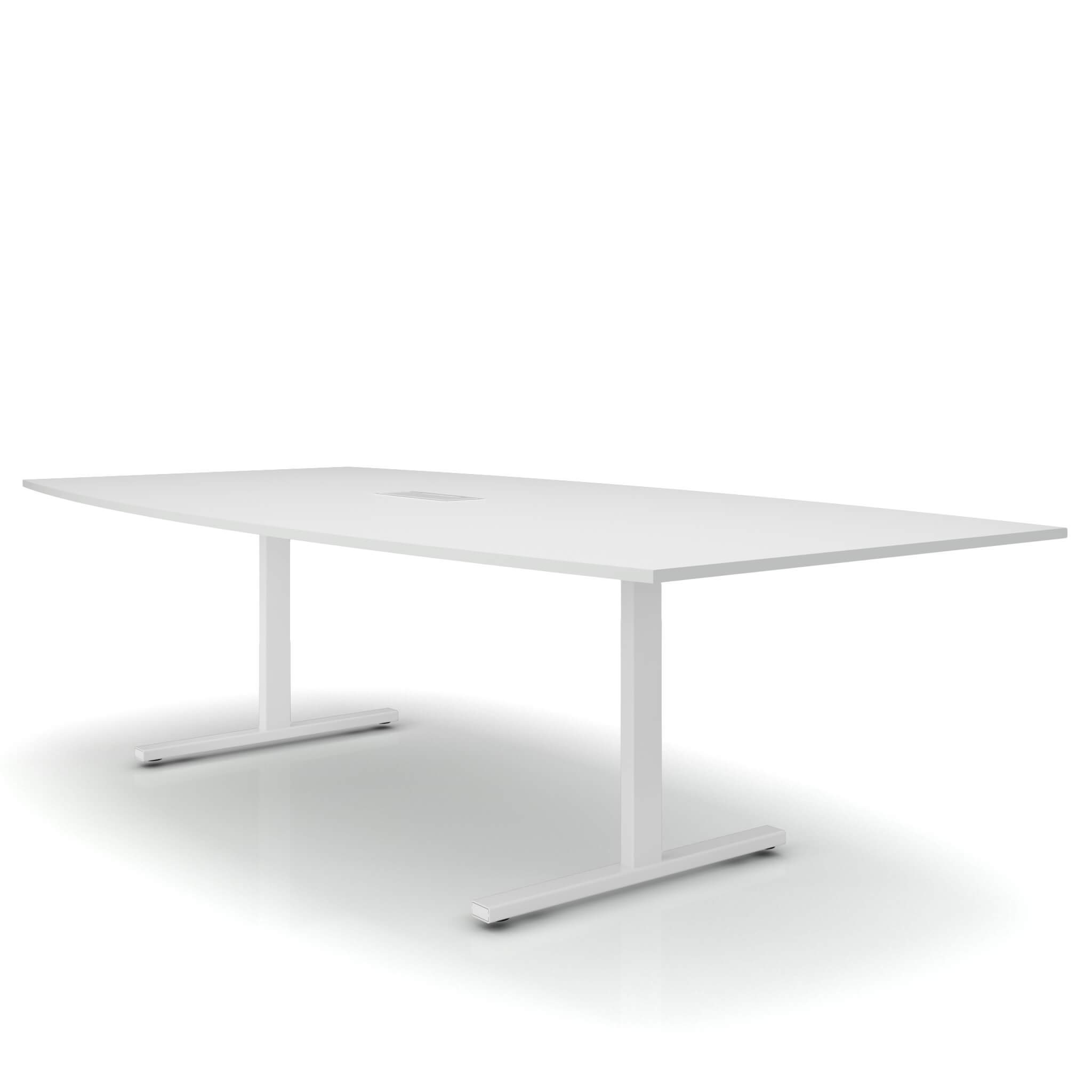 Weber Büro Easy - Tavolo da conferenza a forma di barca, 240 x 120 cm, bianco con elettrificazione, colore struttura: bianco