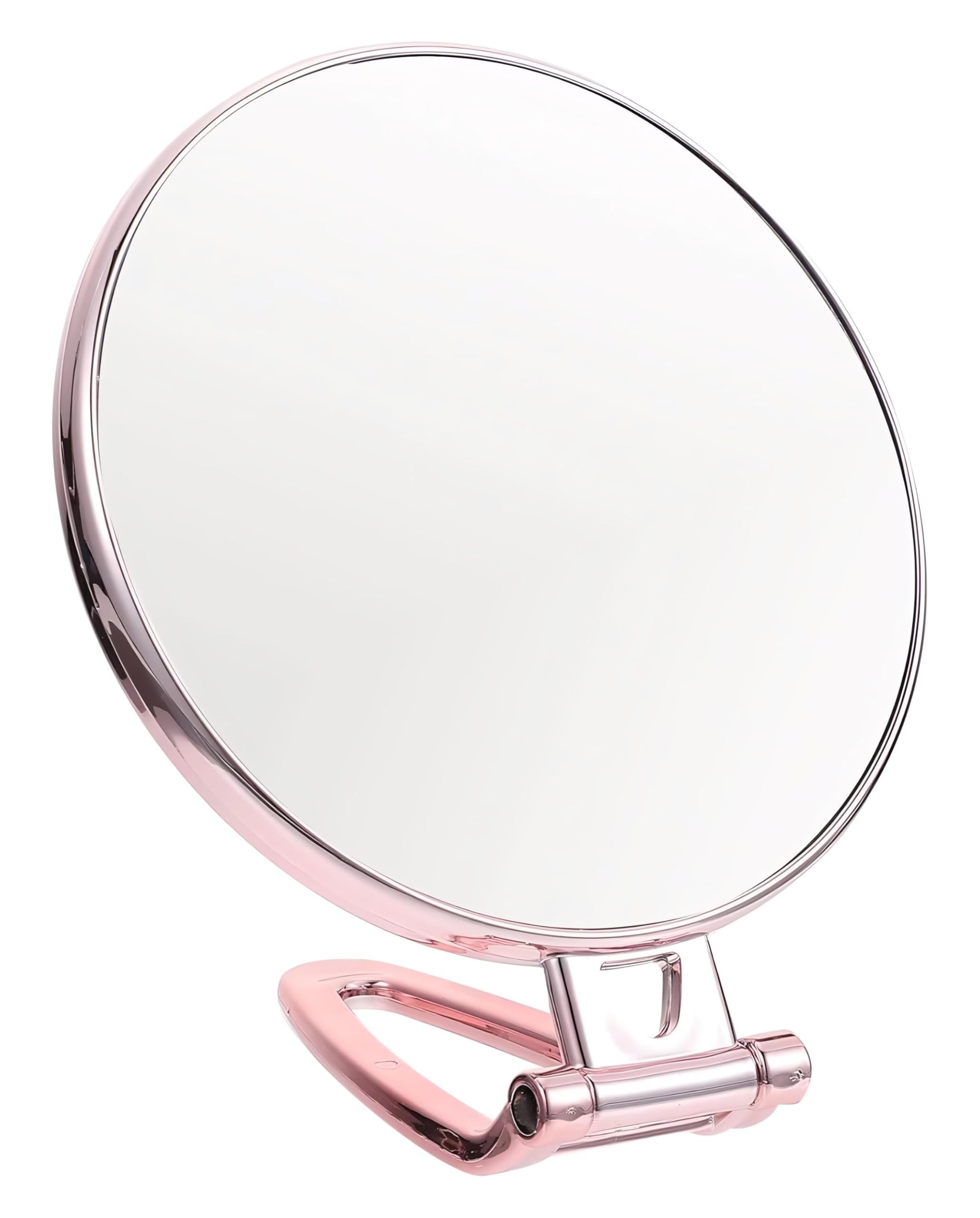 Round Rose Gold Handheld Beauty Makeup Mirror Both Sides one Side 2X with Stand for Bathroom, Dressing Table/Shaving/Salon and for Travel kit 29cmx 15 cm-image-29