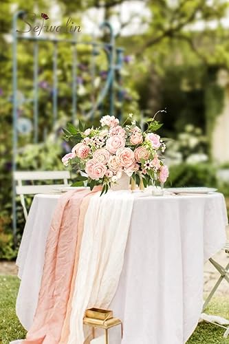 Miniatura 9 de Serwalin Flores artificiales, flores rosadas, flores falsas de boda, flores de torta para bricolaje, ramos de boda, centros de mesa de despedida de