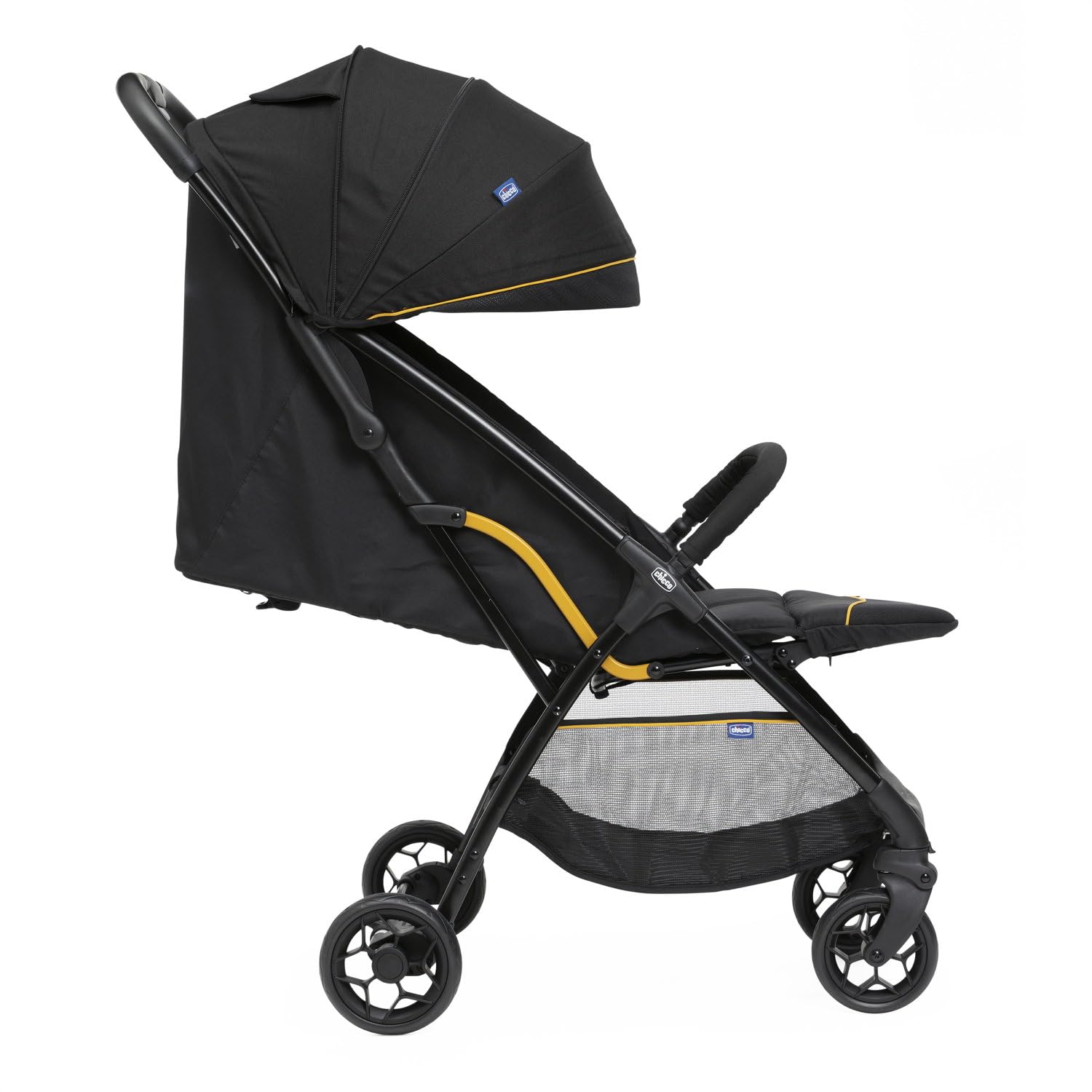 Chicco Glee, Carrito Bebé 0+ Meses-22 Kg, con Cierre Automático y Compacto, Capota Extensible con Tratamiento UV50+ Antilluvia, Respaldo Reclinable y Ajustable y Reposapiés, Negro