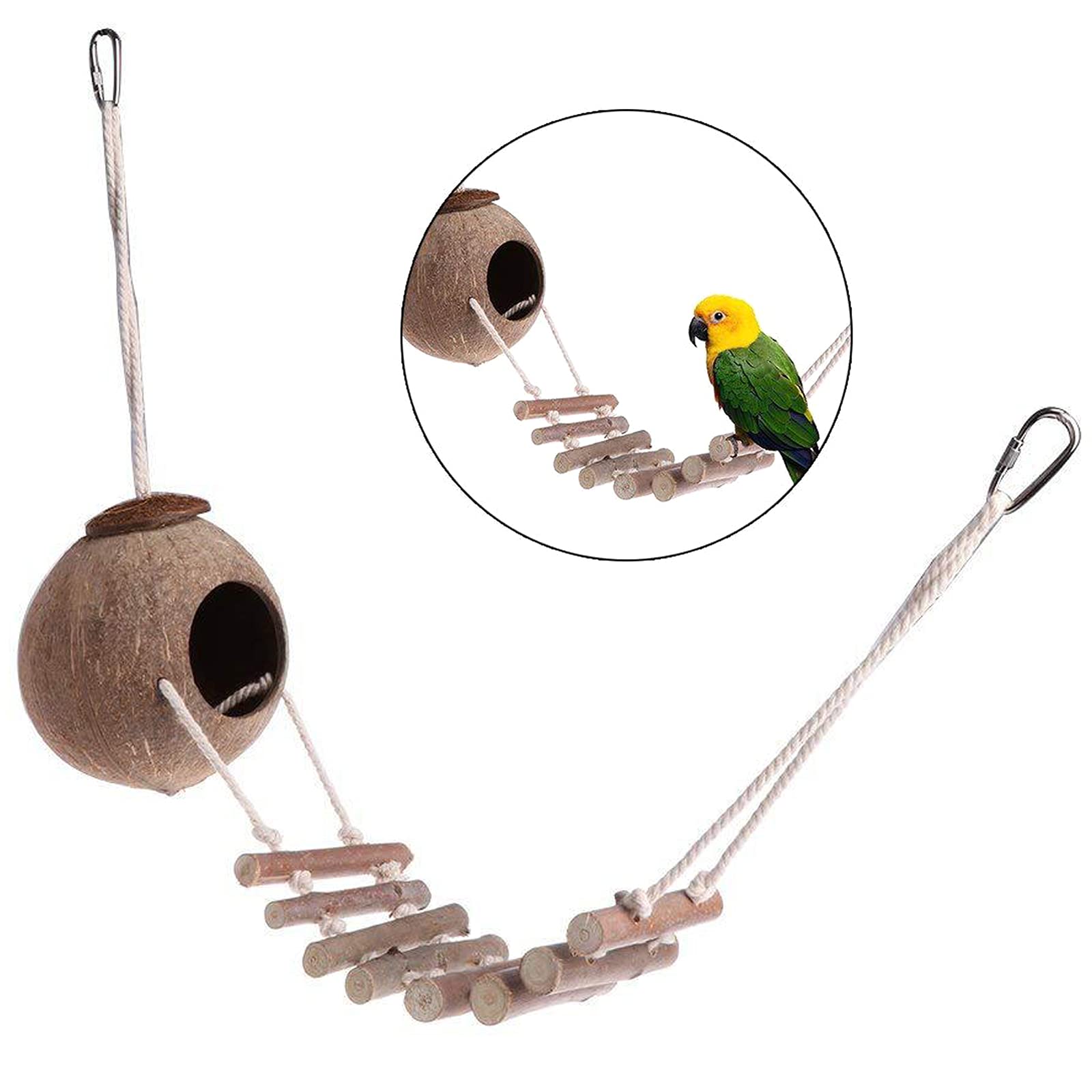 Natürliches Rattan-Vogelnest Zum Aufhängen – Mit Kokosfaser-Matte Für Sittiche, Nymphensittiche & Mehr