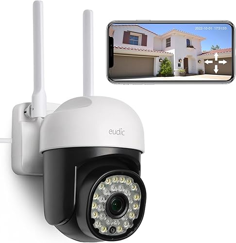 Cámara de seguridad de vigilancia WiFi con cable para exteriores, almacenamiento en la nube gratuito 2.4G5G WiFi 360 PTZ cámaras de seguridad para