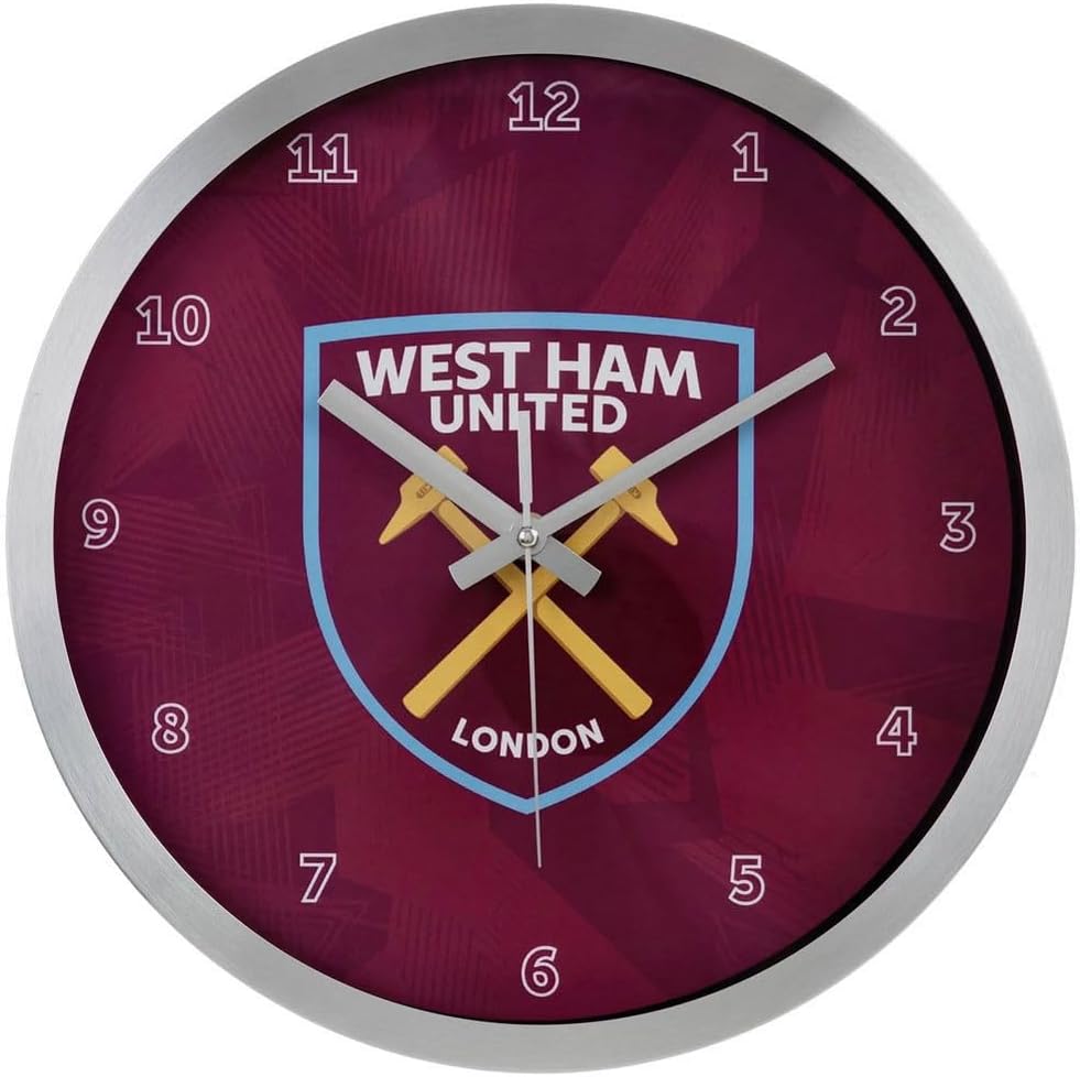 West Ham United FC Metal Geometric Wall Clock (One Size) (Claret Red
