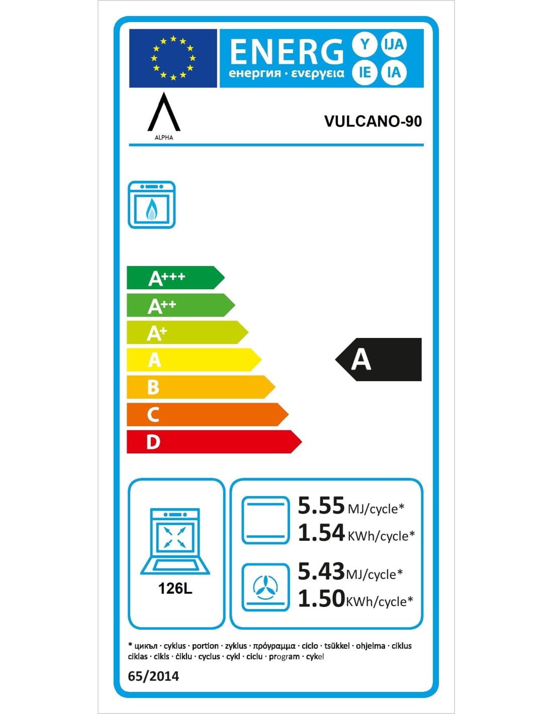 Cocina de Gas con horno de Gas Vulcano Gold-90