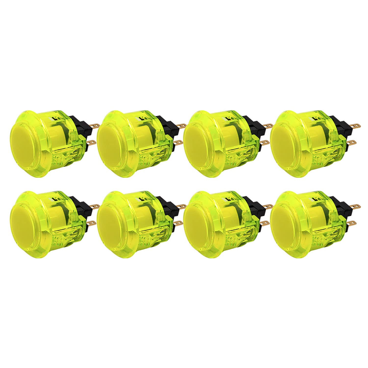 Lotto di 8 pulsanti di gioco arcade clip SANWA OBSC-30 Colore: Giallo Retro Gaming Bartop Videogiochi