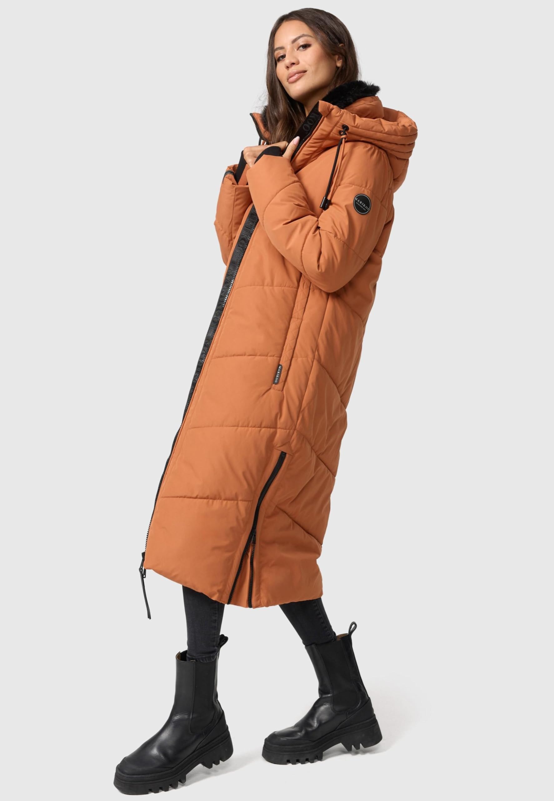 MARIKOO Giacca invernale da donna, parka lunga, trapuntata, B979