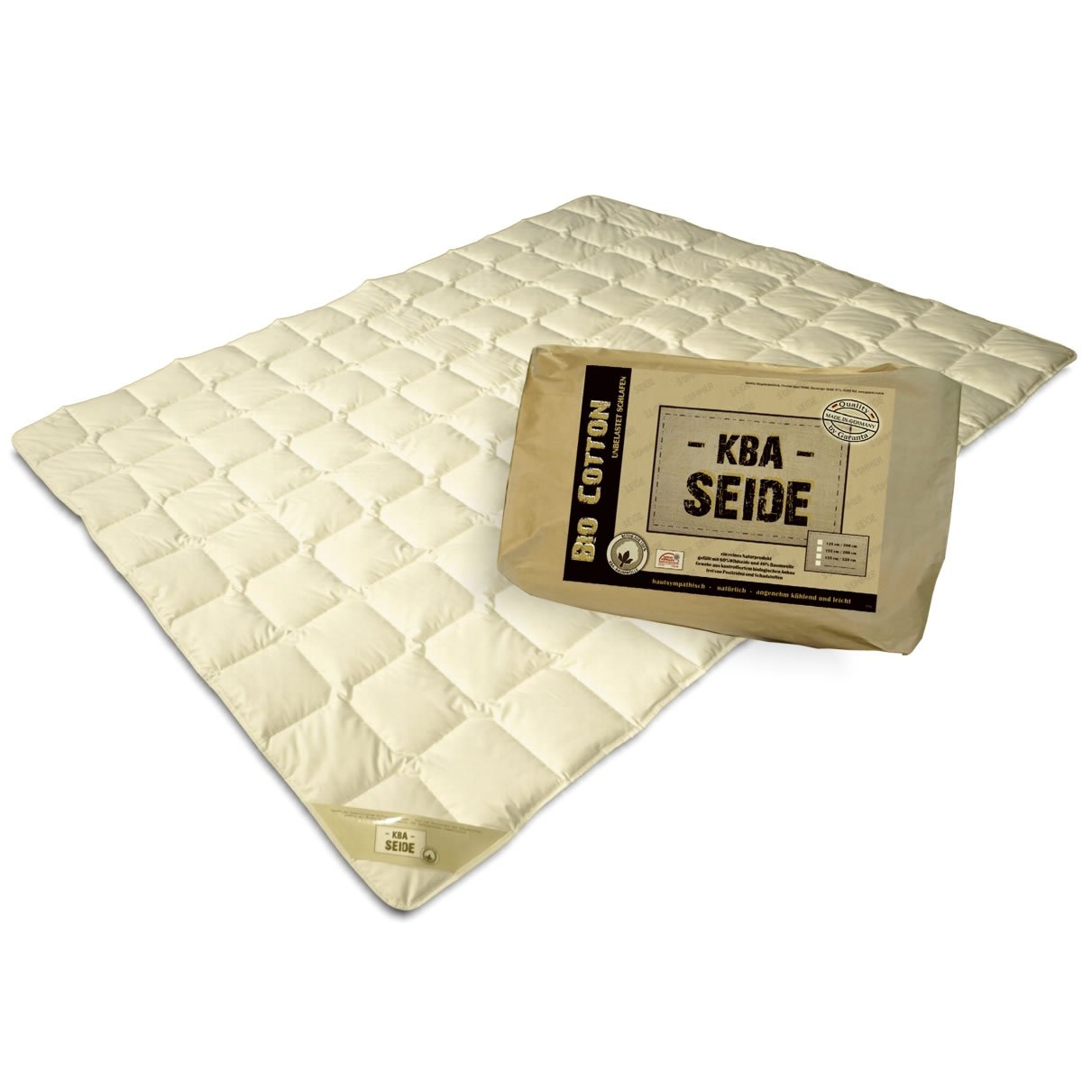 Garanta Naturbelassene Wild-Seide Sommerdecke in 155x220 cm aus 60% Seide und 40% Baumwolle mit einem Baumwollbezug aus 100% Baumwolle aus kontrolliert biologischem Anbau – Made in Germany
