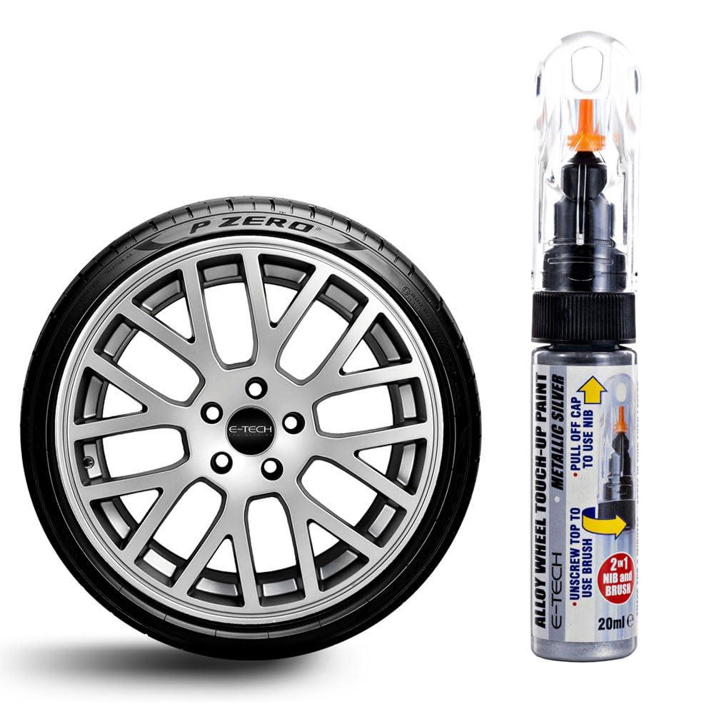 E-TECH Metallic Silver Car Alloy Wheel Professional Touch-Up Pen Stick Paint