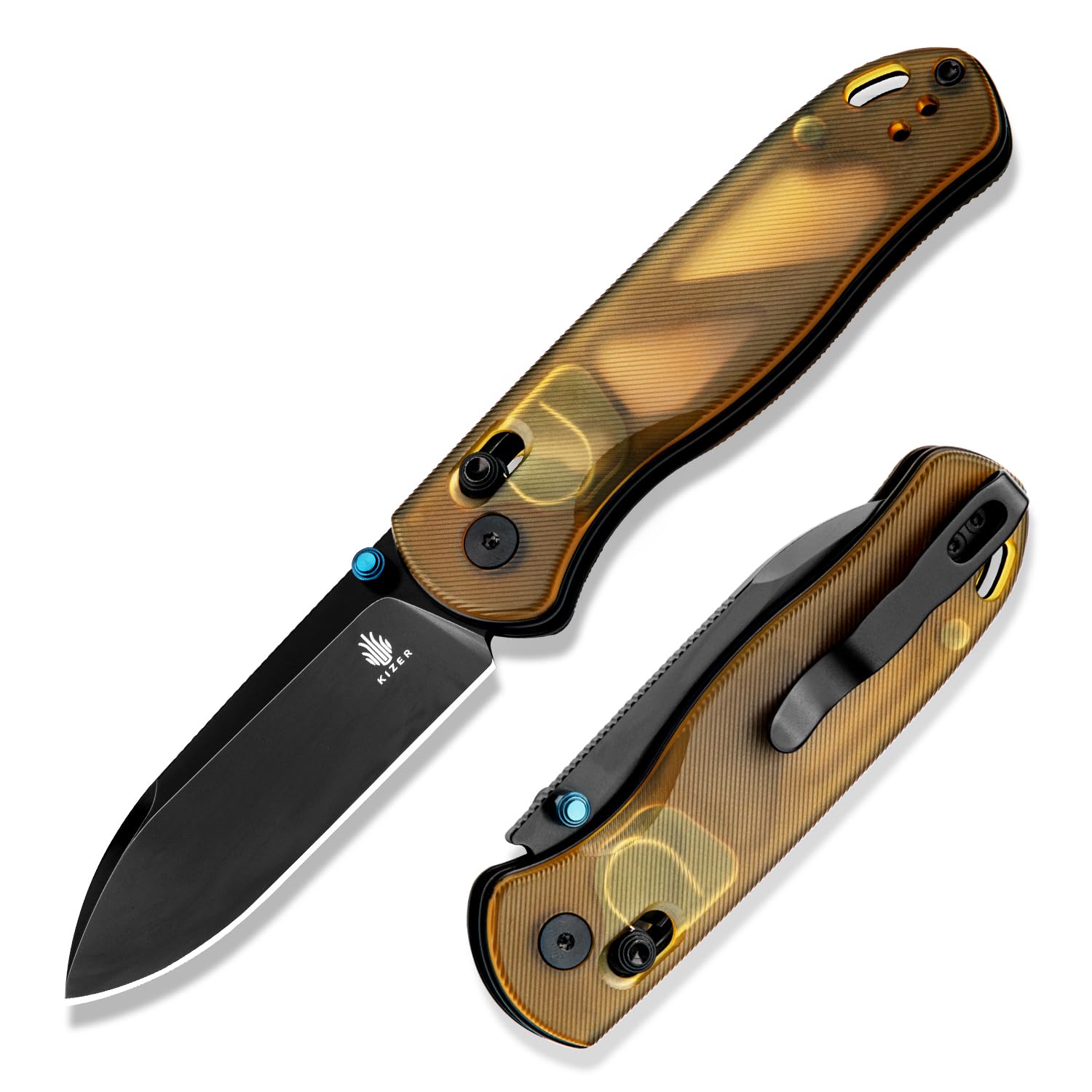 Kizer Drop Bear EDC Klappmesser, Nitro-V Klinge Taschenmesser V3619A2 | 7,55cm Drop Point Klinge Klappmesser mit PEI Griff umd Daumenschraubenöffner Kupplungsverschluss für Männer Frauen Geschenk