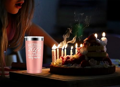 Miniatura 7 de Retired 2022 Not My Problem Anymore el mejor regalo de jubilación para mujeres, compañeras de trabajo, mamá, vaso aislado de acero inoxidable con