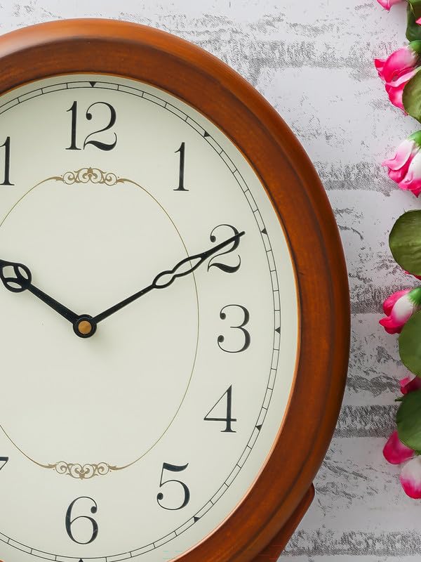 Image of CHRONIKLE Decorative Vertical Musical Wooden English Numbers Pendulum Chime Wall Clock for Living Room Home Decorations Office Gifts (Size: 28 x 8 x 55 CM | Weight: 2090 Gram | Color: Brown)