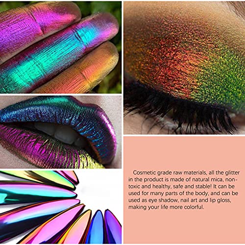KYDA 3 Colors Multichrome Eyeshadow Powder,Chameleon Pigment Eyeshadow Powder Pearl Shimmer Eyeshadow for Eyes Face Nails,Waterproof Longlasting Glitter Highlight Gloss-Set B