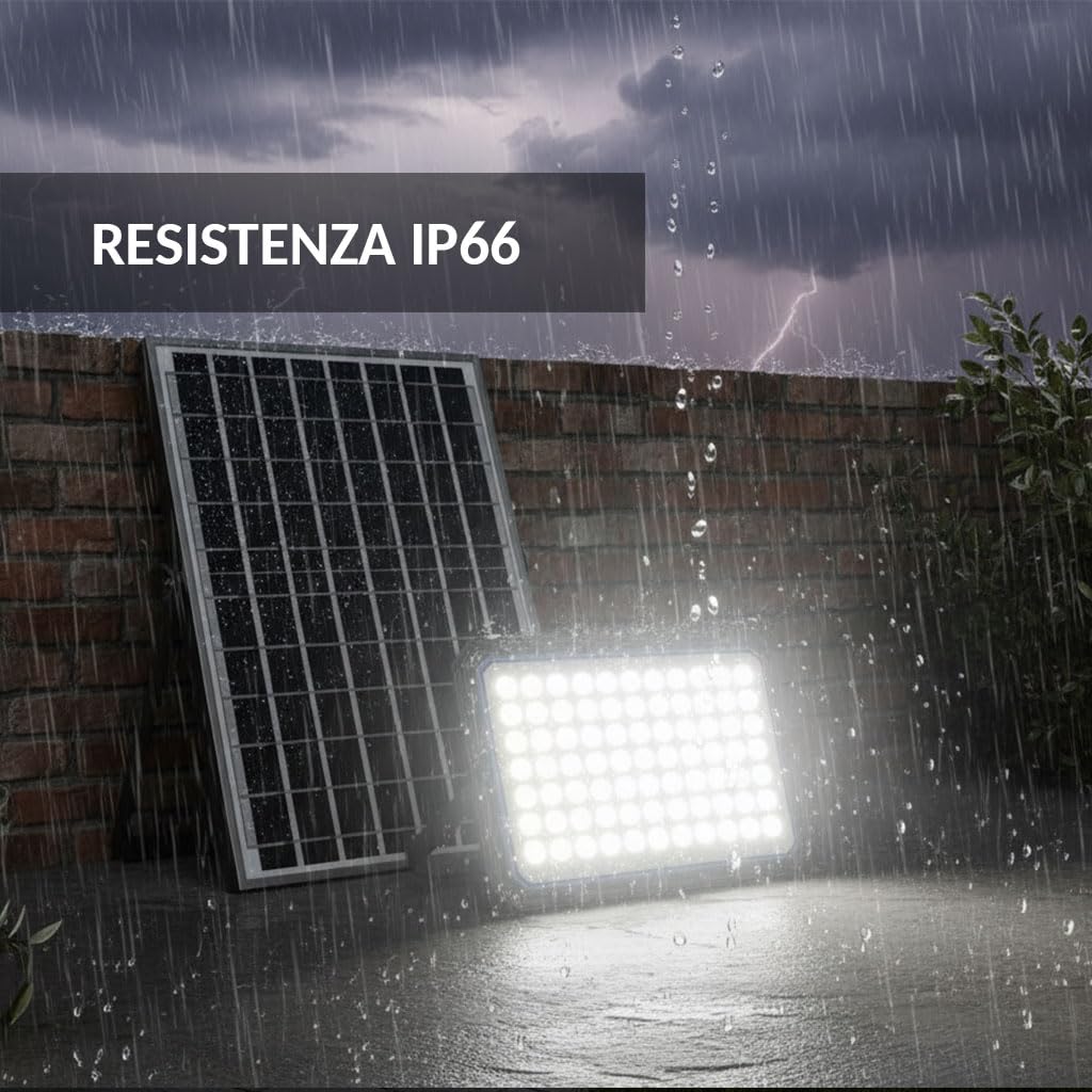 Faro LED Solare 2000W Esterno con Pannello Fotovoltaico IP65 Impermeabile Telecomando Luce Potente Giardino Cortile Strada Sensore Crepuscolare Lampada LED Alta Luminosità