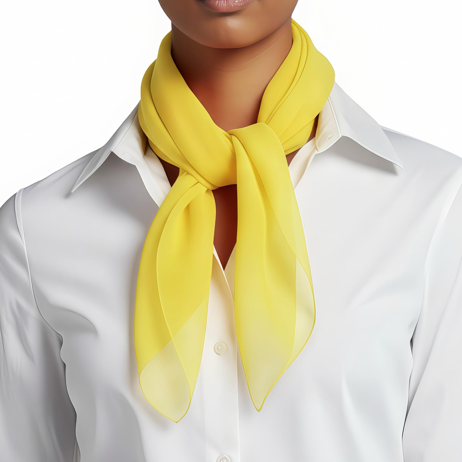 Basic Sense Lightweight Chiffon Square Scarf for Women Retro Neckerchief Bandana & Hair Tie, Yellow