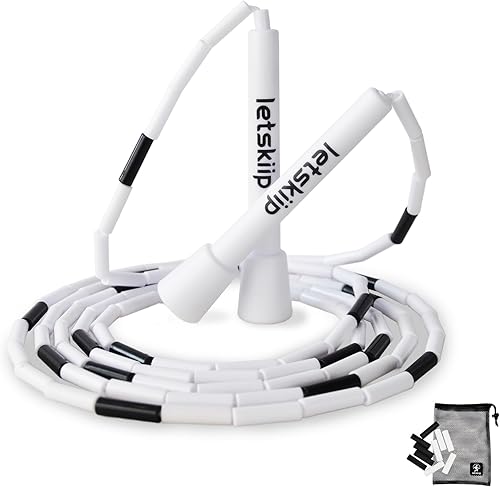 Cuerda de saltar ajustable con cuentas para principiantes, mujeres y adultos, cuerda de fitness segmentada sin enredos con 10 cuentas de repuesto y