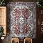 artyrugs Machine Washable Rug, 275x366cm, 75% Recycled Cotton, Short Pile, Non-Slip Backing, Non-Shedding, Suitable for Living Room, Bedroom, Kitchen, Hallway, Office, Burgundy Red & Blue