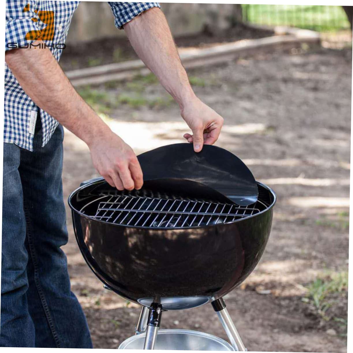 INOOMP 6stücke Runde BBQ Grillmatte Wiederverwendbare Antihaftbeschichtete Grillunterlage Für Gemüse Fisch Und Leicht Zu Reinigen Und Langlebig