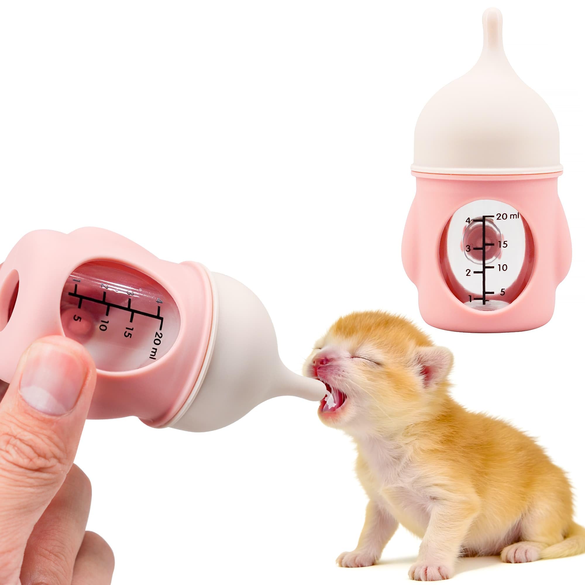 Puppy Bottles for Nursing，Kitten Bottles for Nursing，Pet Feeding Bottle，(Pink- 20ml)