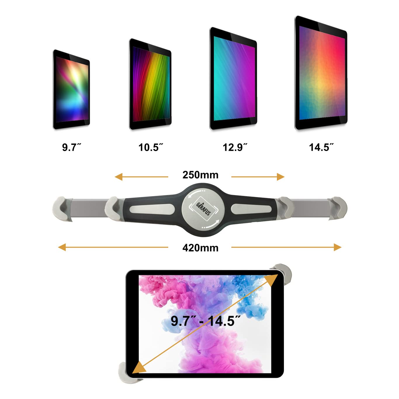 Supporto Tablet (anche Grandi) Auto Centrale 9,7"-14,5" Porta iPad Auto Bambini Poggiatesta Compatibile con i Pad/iPad Pro Galaxy Tab Tablet Car Headrest Mounts Portatablet da Macchina