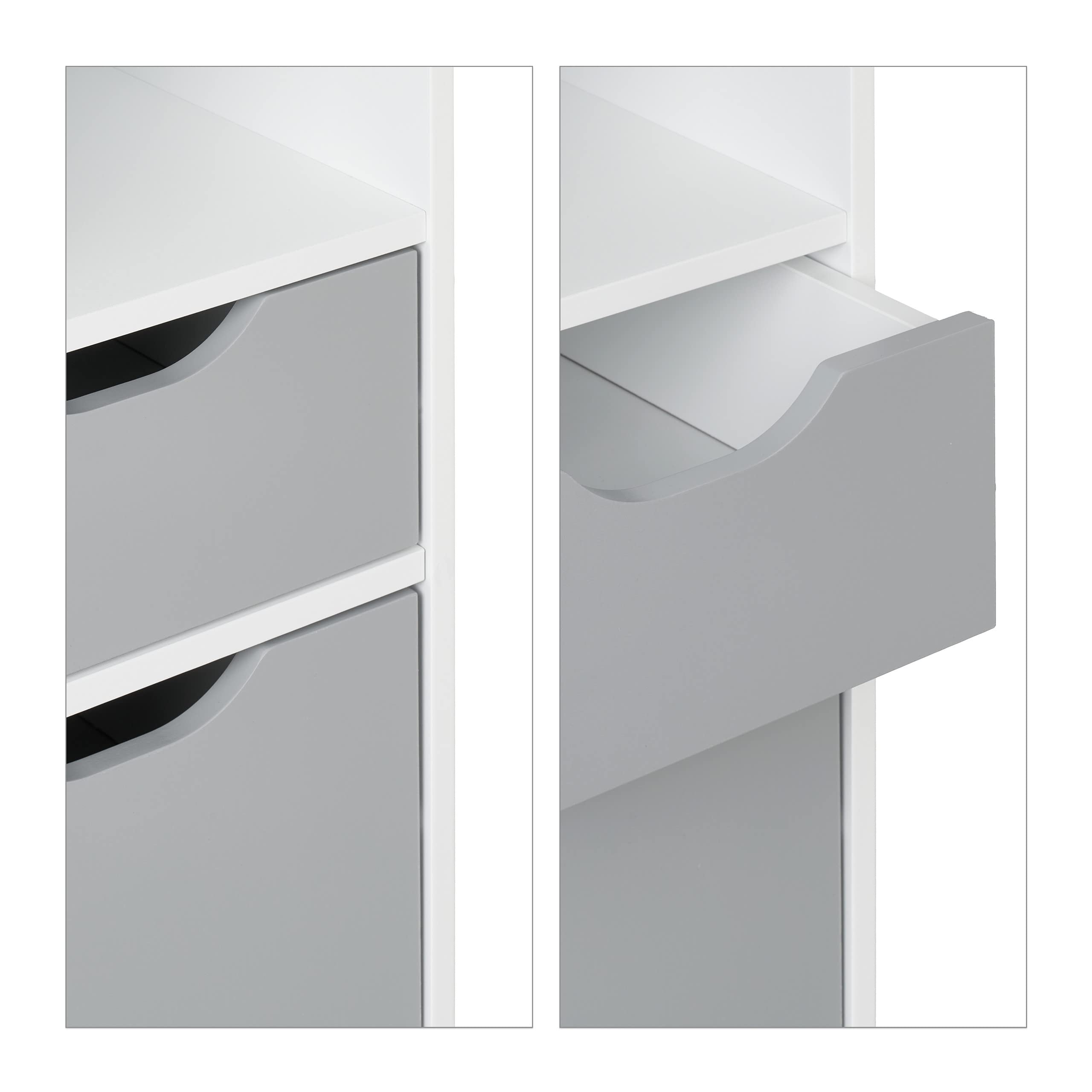 Relaxdays Scrivania per Bambini, 2 Cassetti, Ripiano Aperto, Tavolo per Scolari, HxLxP 60x80x38 cm, MDF, Bianco Grigio