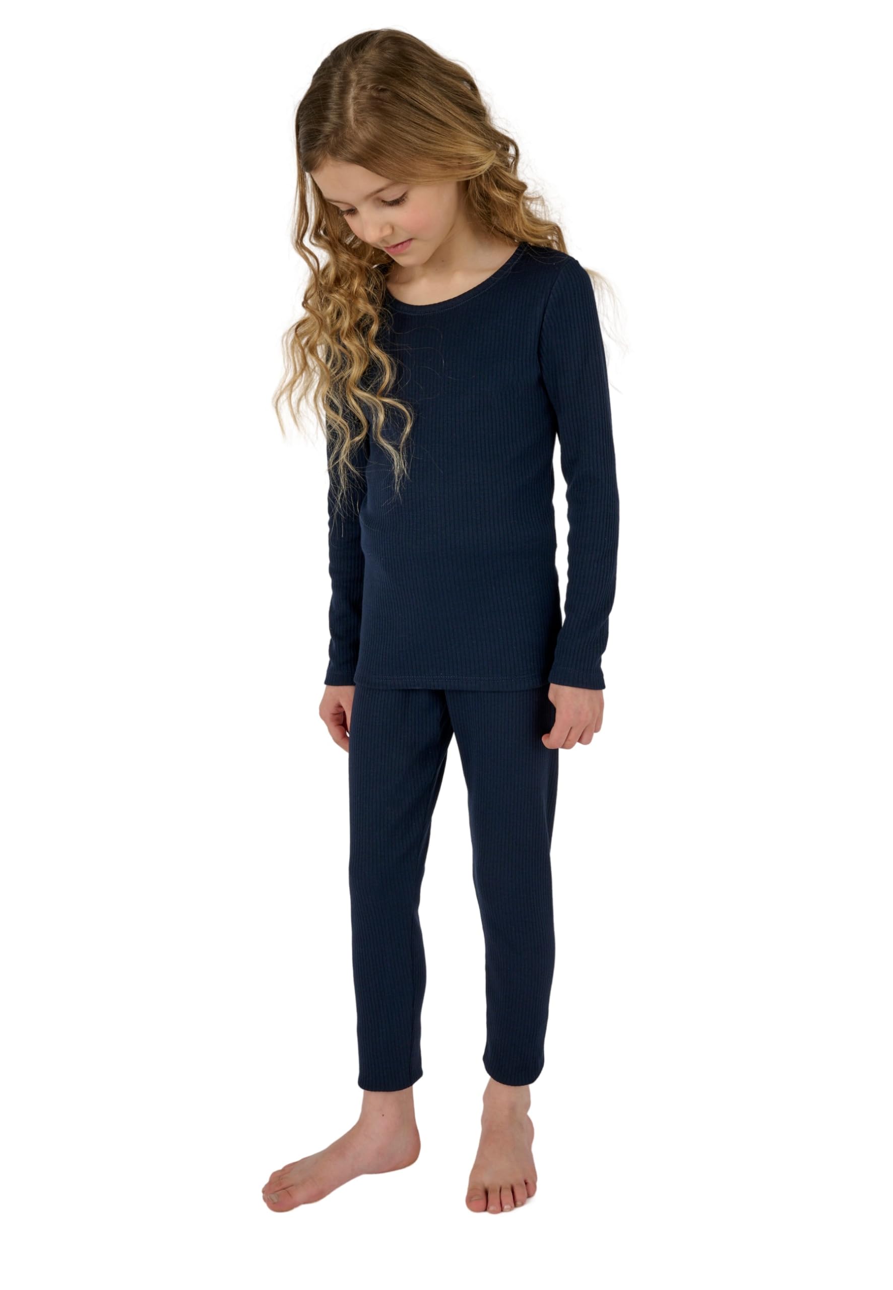 Damart - Caleçon Thermique Thermolactyl Côtes Molletonnées Enfant Bleu Taille 14ans