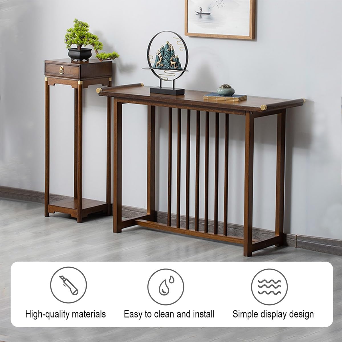 Bambusowa szafka na ołtarz Buddy - chiński stół ofiarny cokół Mtat ołtarz stół do salonu sypialni biura - 78 cm x 42 cm x 88 cm i elegancki design